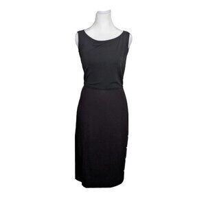 Max Mara Black Sleeveless Cotton Line Dress Nautical Buttons Side Italy 38 US 4